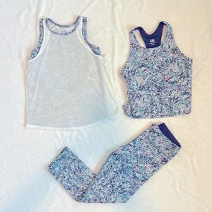 Athleta Girl Leggings and 2 matching tops